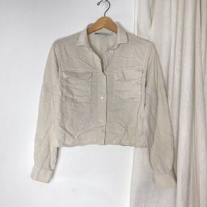 IRO Jeans Nude Cropped button down blouse cotton